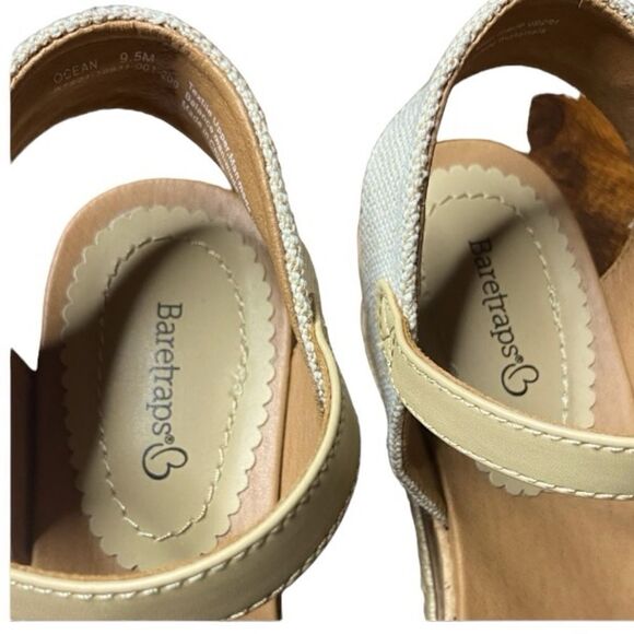 Baretraps Wm’s Sz 9.5 Black Ocean Closed Ankle Strap Toe Canvas Wedge Sandals - Picture 7 of 9